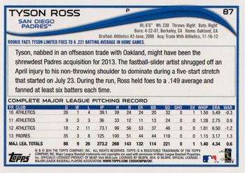 2014 Topps - Blue #87 Tyson Ross Back