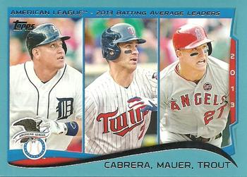2014 Topps - Blue #103 Miguel Cabrera / Joe Mauer / Mike Trout Front