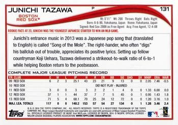 2014 Topps - Blue #131 Junichi Tazawa Back