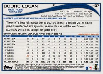 2014 Topps - Blue #137 Boone Logan Back