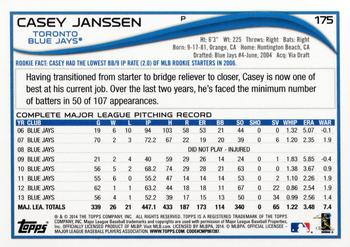 2014 Topps - Blue #175 Casey Janssen Back