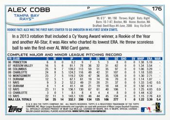 2014 Topps - Blue #176 Alex Cobb Back