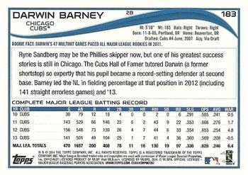 2014 Topps - Blue #183 Darwin Barney Back