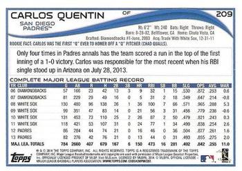 2014 Topps - Blue #209 Carlos Quentin Back
