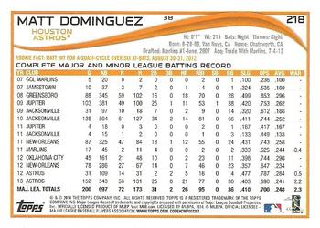 2014 Topps - Blue #218 Matt Dominguez Back