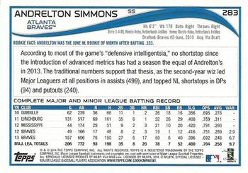 2014 Topps - Blue #283 Andrelton Simmons Back