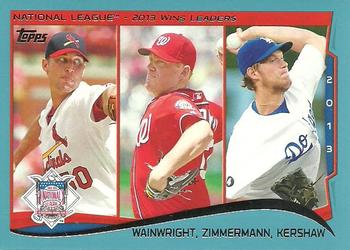 2014 Topps - Blue #294 Adam Wainwright / Jordan Zimmermann / Clayton Kershaw Front