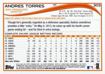 2014 Topps - Blue #303 Andres Torres Back