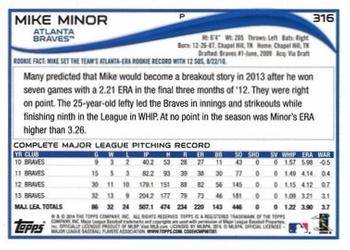 2014 Topps - Blue #316 Mike Minor Back