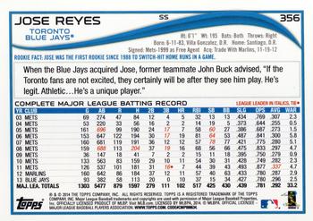 2014 Topps - Blue #356 Jose Reyes Back