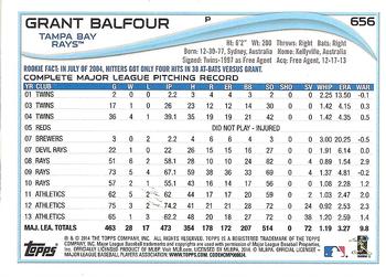 2014 Topps - Blue #656 Grant Balfour Back