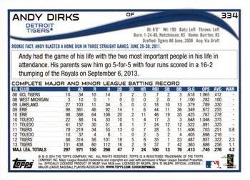 2014 Topps - Blue #334 Andy Dirks Back