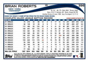 2014 Topps - Blue #396 Brian Roberts Back