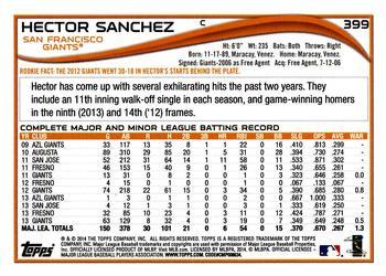 2014 Topps - Blue #399 Hector Sanchez Back