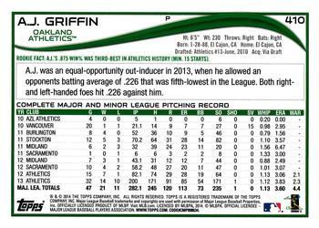 2014 Topps - Blue #410 A.J. Griffin Back