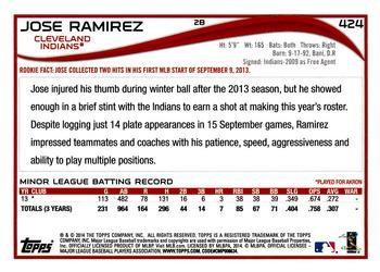 2014 Topps - Blue #424 Jose Ramirez Back