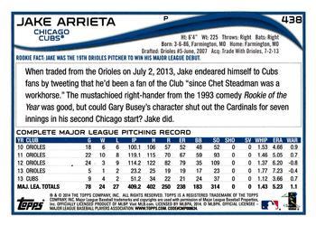 2014 Topps - Blue #438 Jake Arrieta Back