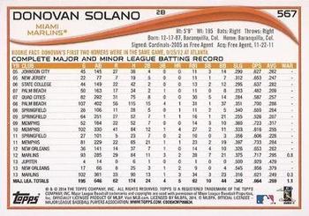 2014 Topps - Blue #567 Donovan Solano Back