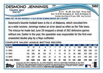 2014 Topps - Blue #582 Desmond Jennings Back