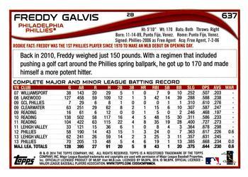 2014 Topps - Blue #637 Freddy Galvis Back