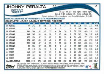 2014 Topps - Green #2 Jhonny Peralta Back