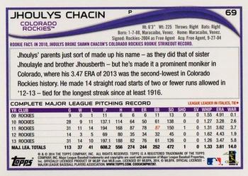 2014 Topps - Green #69 Jhoulys Chacin Back