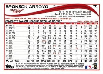 2014 Topps - Green #78 Bronson Arroyo Back