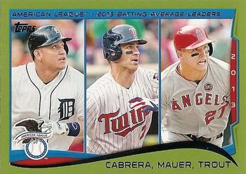 2014 Topps - Green #103 Miguel Cabrera / Joe Mauer / Mike Trout Front