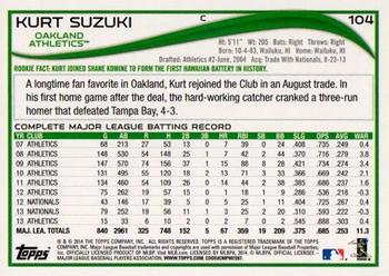 2014 Topps - Green #104 Kurt Suzuki Back