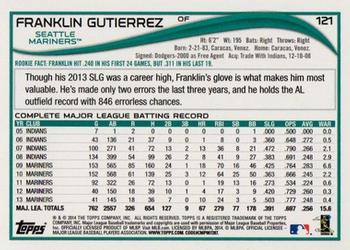 2014 Topps - Green #121 Franklin Gutierrez Back