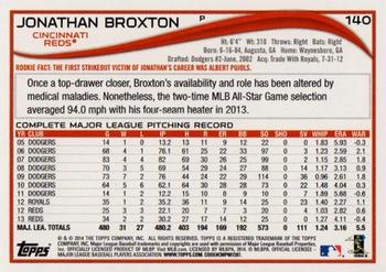 2014 Topps - Green #140 Jonathan Broxton Back