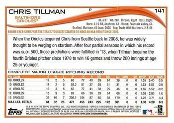 2014 Topps - Green #141 Chris Tillman Back