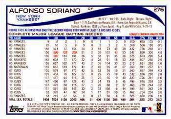 2014 Topps - Green #276 Alfonso Soriano Back