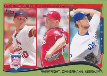 2014 Topps - Green #294 Adam Wainwright / Jordan Zimmermann / Clayton Kershaw Front