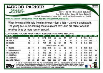 2014 Topps - Green #355 Jarrod Parker Back