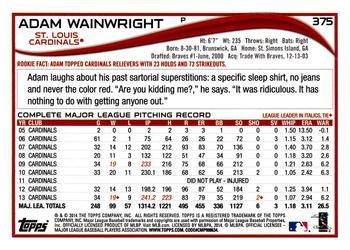 2014 Topps - Green #375 Adam Wainwright Back