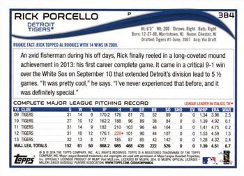 2014 Topps - Green #384 Rick Porcello Back
