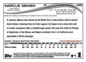 2014 Topps - Green #429 Marcus Semien Back