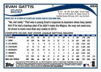 2014 Topps - Green #464 Evan Gattis Back
