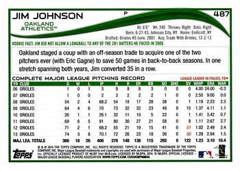 2014 Topps - Green #487 Jim Johnson Back