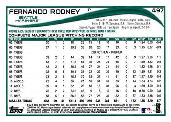 2014 Topps - Green #497 Fernando Rodney Back