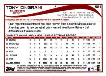 2014 Topps - Green #581 Tony Cingrani Back