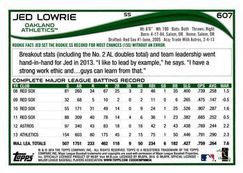 2014 Topps - Green #607 Jed Lowrie Back