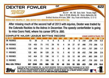 2014 Topps - Green #622 Dexter Fowler Back