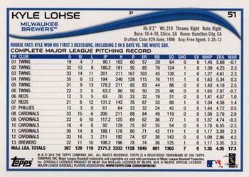 2014 Topps - Yellow #51 Kyle Lohse Back