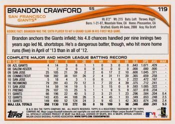 2014 Topps - Yellow #119 Brandon Crawford Back