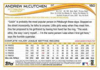 2014 Topps - Yellow #150 Andrew McCutchen Back