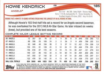 2014 Topps - Yellow #185 Howie Kendrick Back