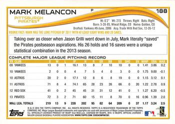 2014 Topps - Yellow #188 Mark Melancon Back