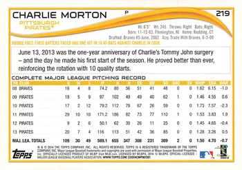 2014 Topps - Yellow #219 Charlie Morton Back